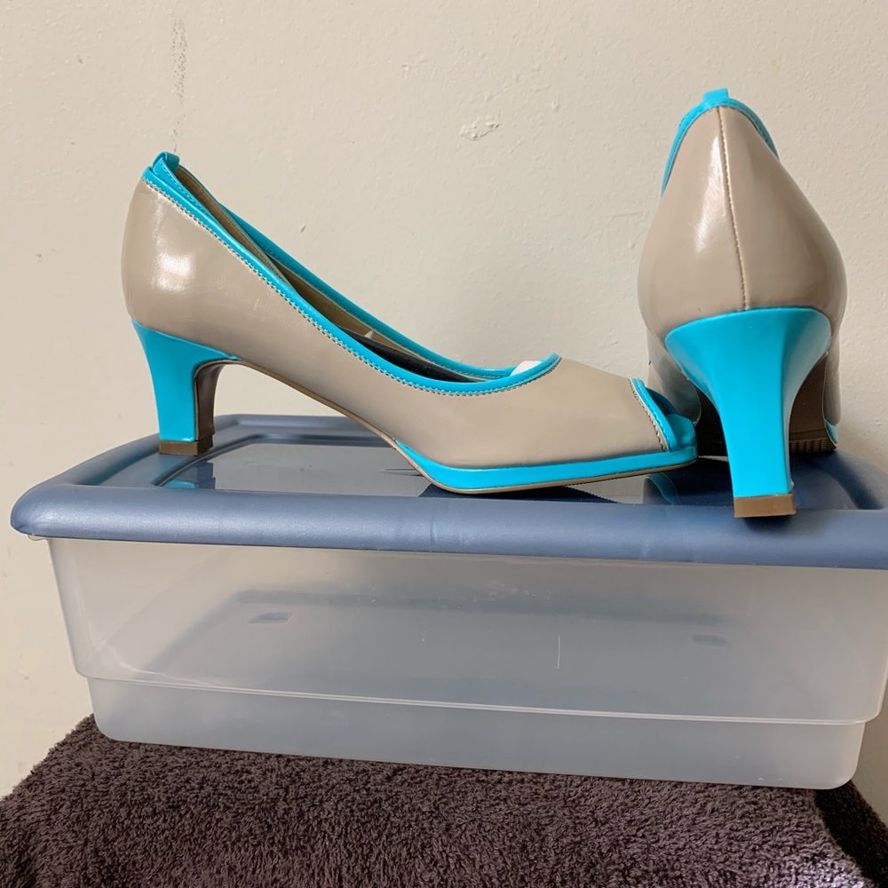 Classique, Turquoise and Grey / Taupe  shoe NWOT